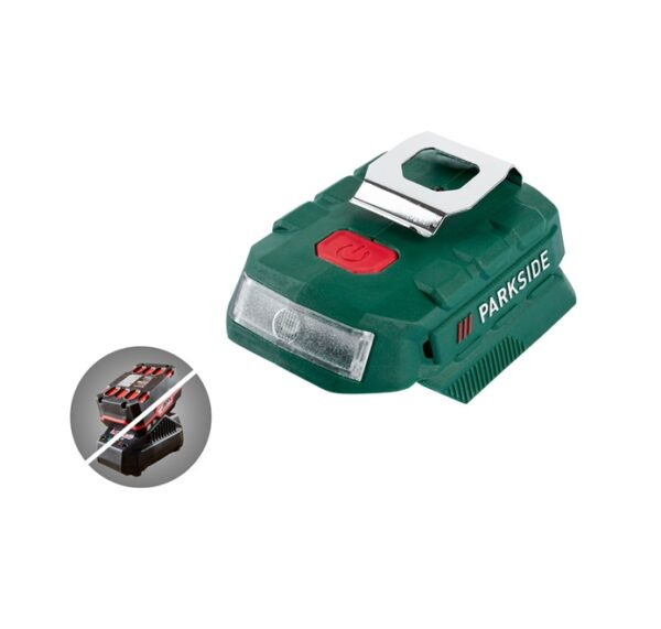 ÚJ ! PARKSIDE akkura csatlakoztatható USB adapter LED lámpával PAA 20-Li B2
