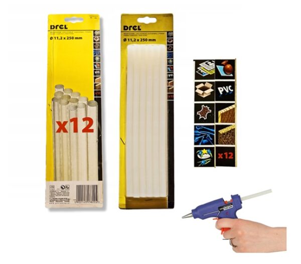 Drel olcsó ragasztórudak, ragasztópisztolyhoz, átlátszó 11,2 x 250 mm